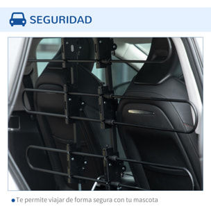 Barrera Protectora de Coche para Perros Ajustable 89-150x9x76-124 cm Rejilla Separadora para Maletero Coche Universal Reja de Seguridad de Acero Negro