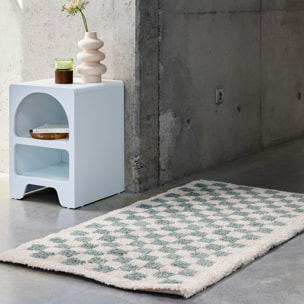 Tapis intérieur shaggy damier bleu clair et crème TAYLOR