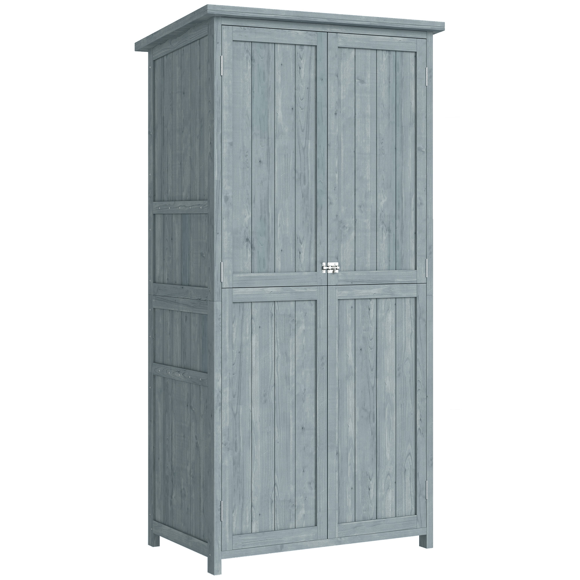 Armoire de jardin bois 2 portes 2 étagères 5 racks 85 x 54 x 170 cm gris