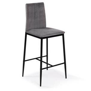Tabourets de bar glam Jade en velours - Gris anthracite