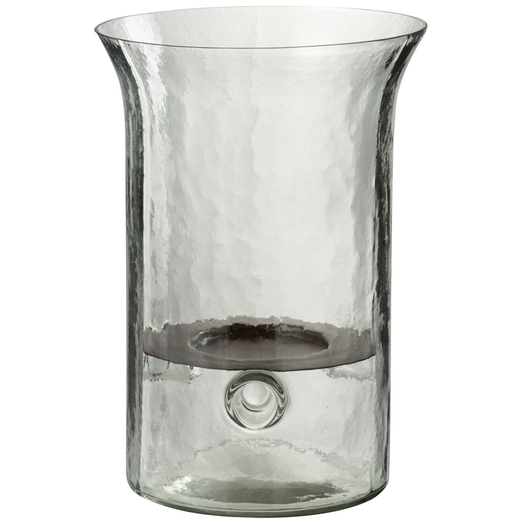 J-Line Bougeoir Plat Verre Flou Transparent Small