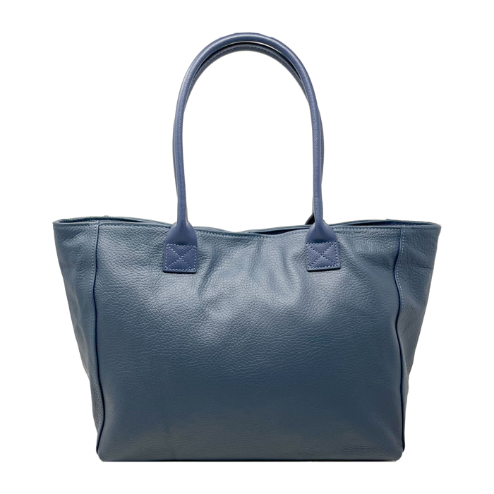 Chicca Borse - Borsa a Spalla Donna in Vera Pelle - Colore Dollaro Blu