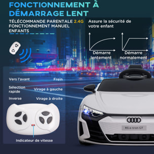 Véhicule électrique enfant Audi RS e-tron GT V. max. 5 Km/h télécommande effets sonores + lumineux blanc