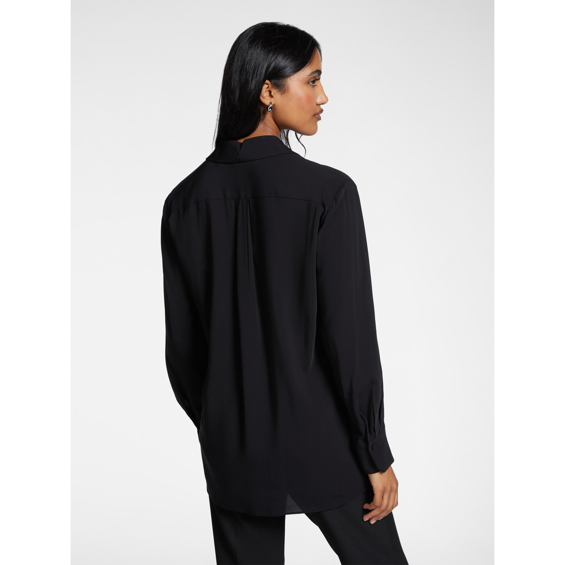 Elena Mirò - Camicia maschile in georgette - Nero