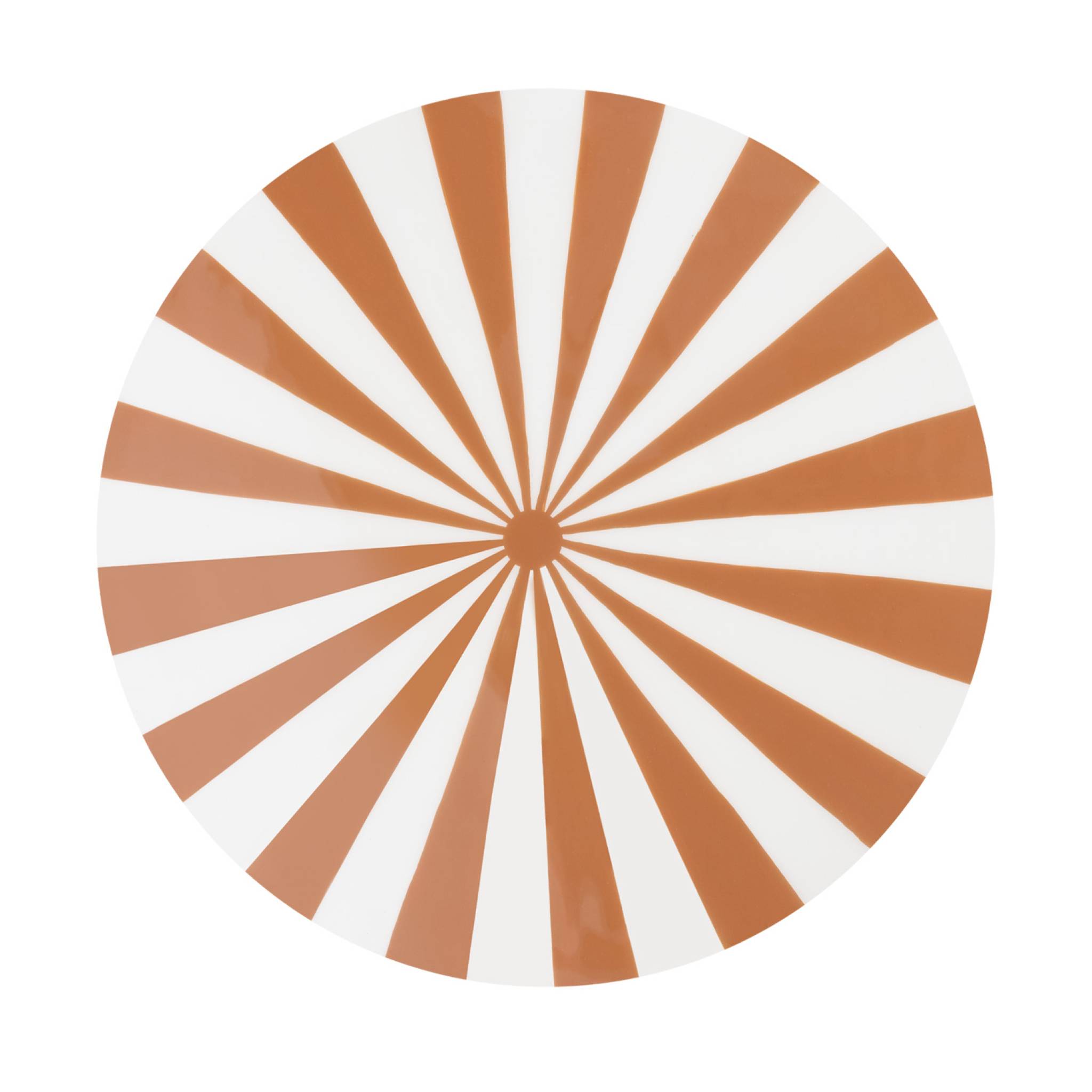 Table d'appoint. bout de canapé. table de chevet. acier émaillé rayures bicolore. terracotta et blanc. Ø34 x H41cm