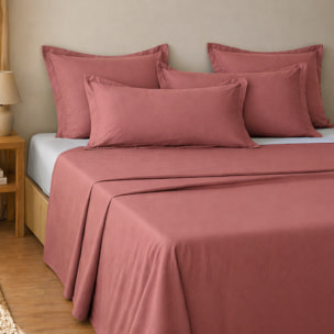 Parure de drap 100% coton uni - rouge tommette