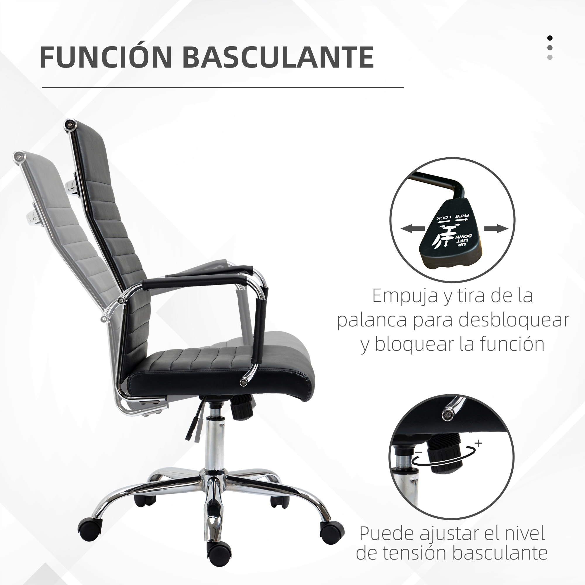 Silla de Oficina Ergonómica Giratoria Basculante Altura Ajustable de 104-114 cm