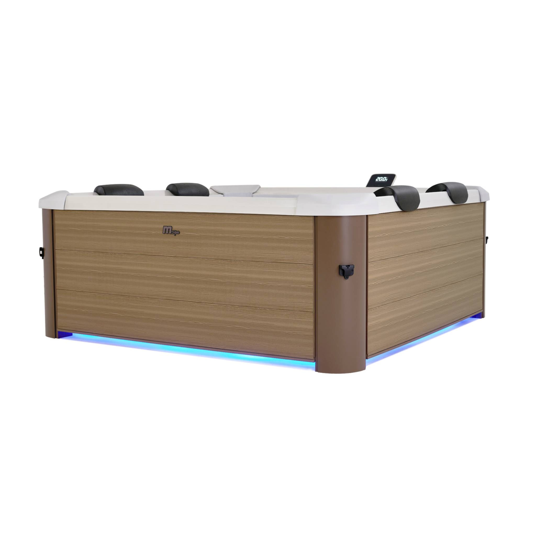 Spa rigide 6 places hydromassages. 4 coussins. OSLO AMBER. L 160 x P 160 x H 65 cm. beige