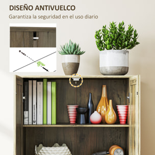 Alacena de Cocina Armario de Cocina Armario de Almacenaje con 2 Puertas y Estantes Ajustables para Comedor Salón 78x31,5x182 cm Marrón Grisáceo