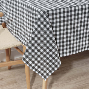 Nappe en tissu 100% coton Vichy Gris Foncé