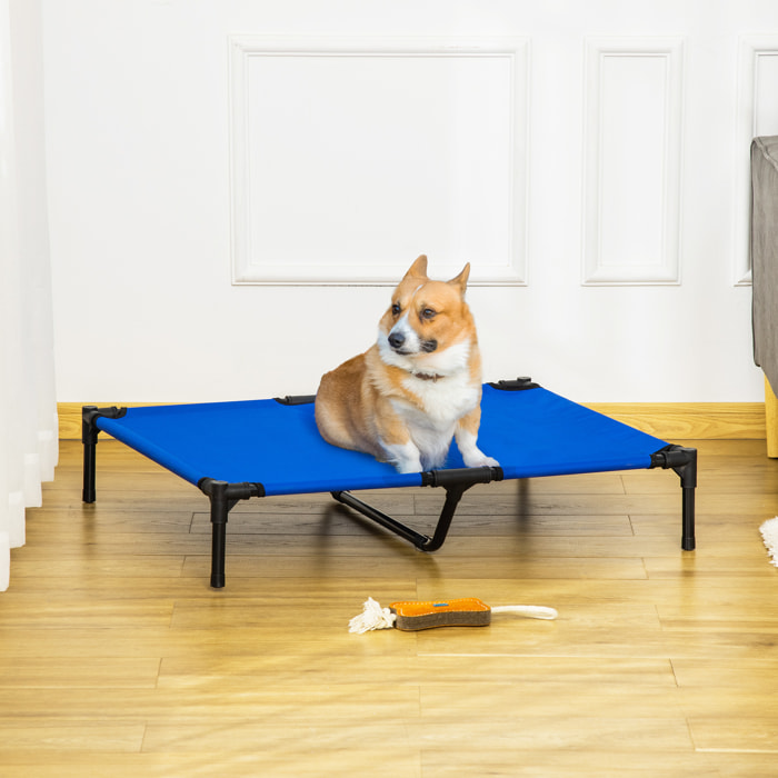 Cama Elevada para Perros, Refrescante y Transpirable, Cama para Perros Grandes, 92x76x18 cm, Tela Oxford, Marco de Metal, para Interior, Exterior, Azul
