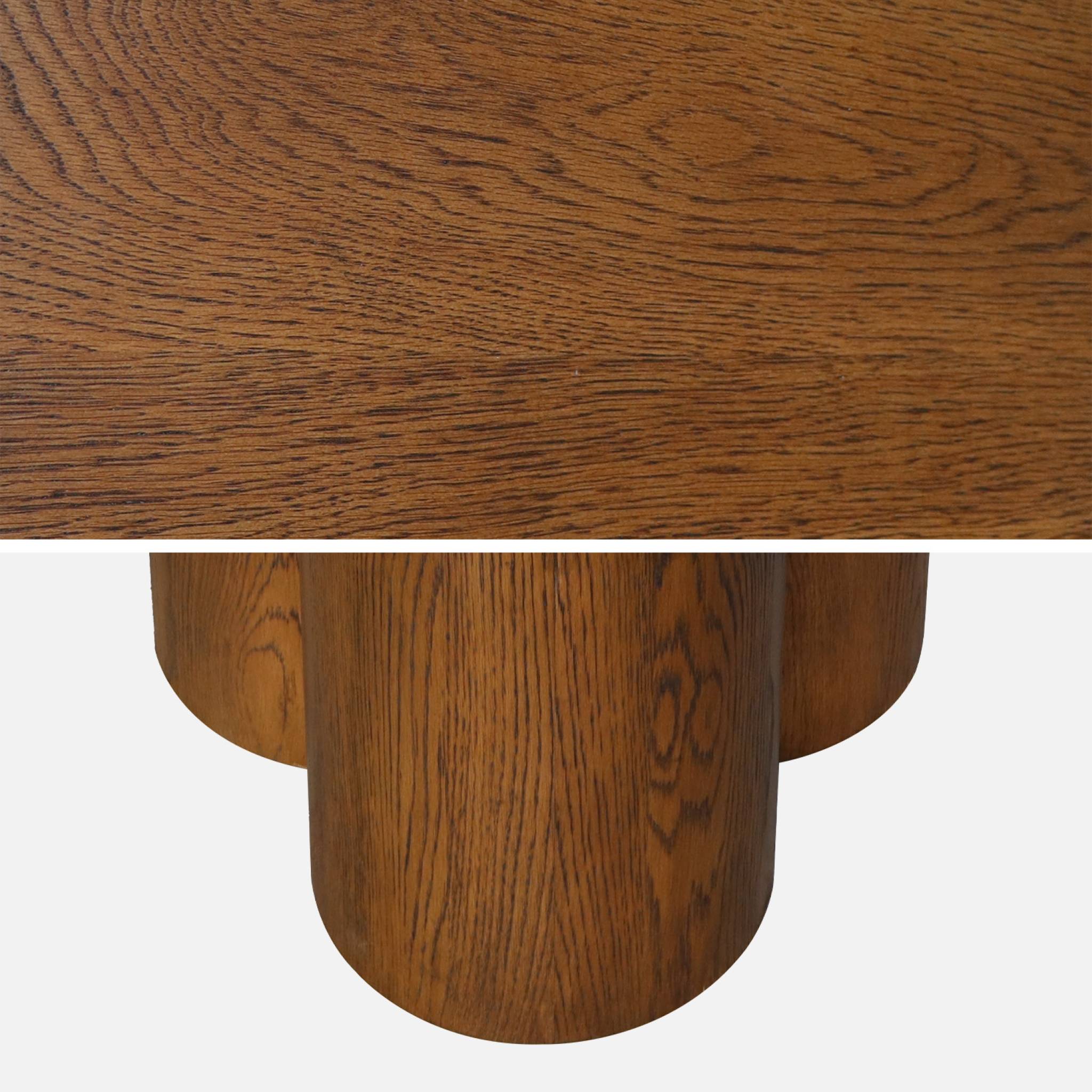 Table à manger ronde bois d'hévéa et placage chêne noyer 4 places 130cm - Leonore