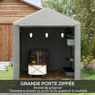 Abri de jardin tente de stockage portable abri de vélo garage pour extérieur avec cadre en acier galvanisé et grande porte, 1,6 x 2,2 m gris clair