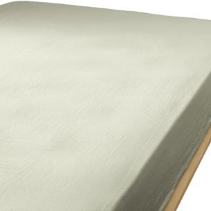 Drap Housse - Bonnet:30cm - 100% gaze De Coton Vert D'eau