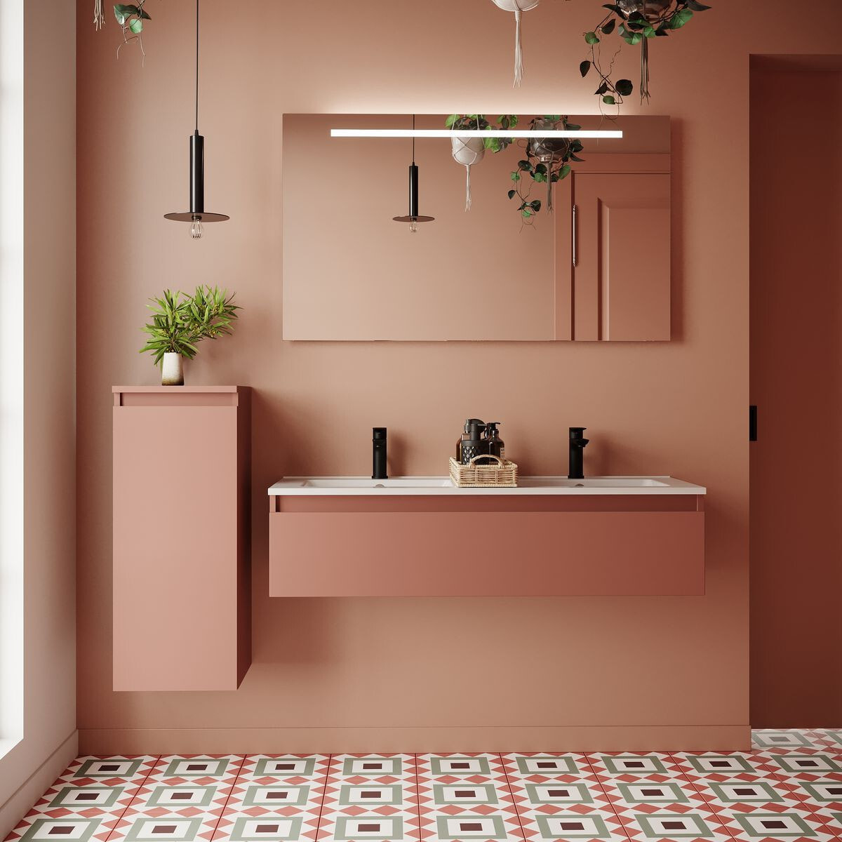 Ensemble double vasque 1 tiroir + miroir - HUDSON