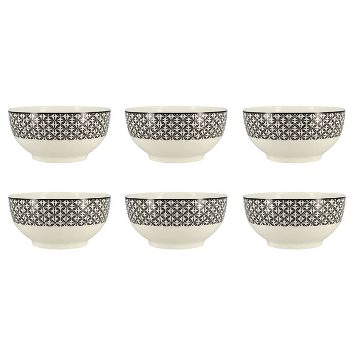 Lot de 6 bols en porcelaine - 3 décors assortis 50cl GRAPHIK