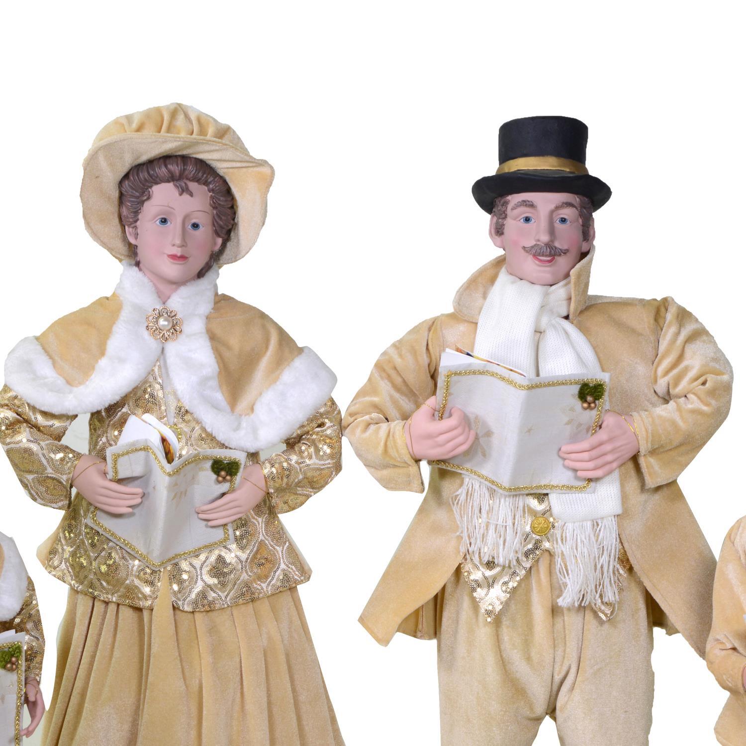 set di 4 pupazzi famiglia cantori in tessuto oro cm34x22h95