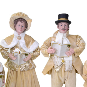 set di 4 pupazzi famiglia cantori in tessuto oro cm34x22h95