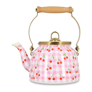 Bouilloire 2,5L en acier émaillé avec motif cerise - tous feux VICHY