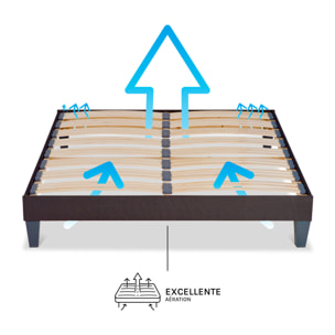 Sommier Kit15 Technologie Tri-Lattes, Bois Épicéa, H30 cm, Lattes Actives, Aération Optimale