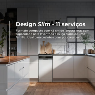 EVVO D4 Slim Lavavajillas 45cm Libre Instalación 11 Cubiertos 8 Programas Clase C