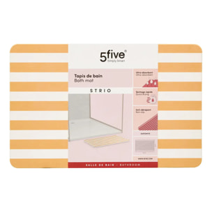 Tapis de bain Strio 39x60cm rayures jaune en diatomite