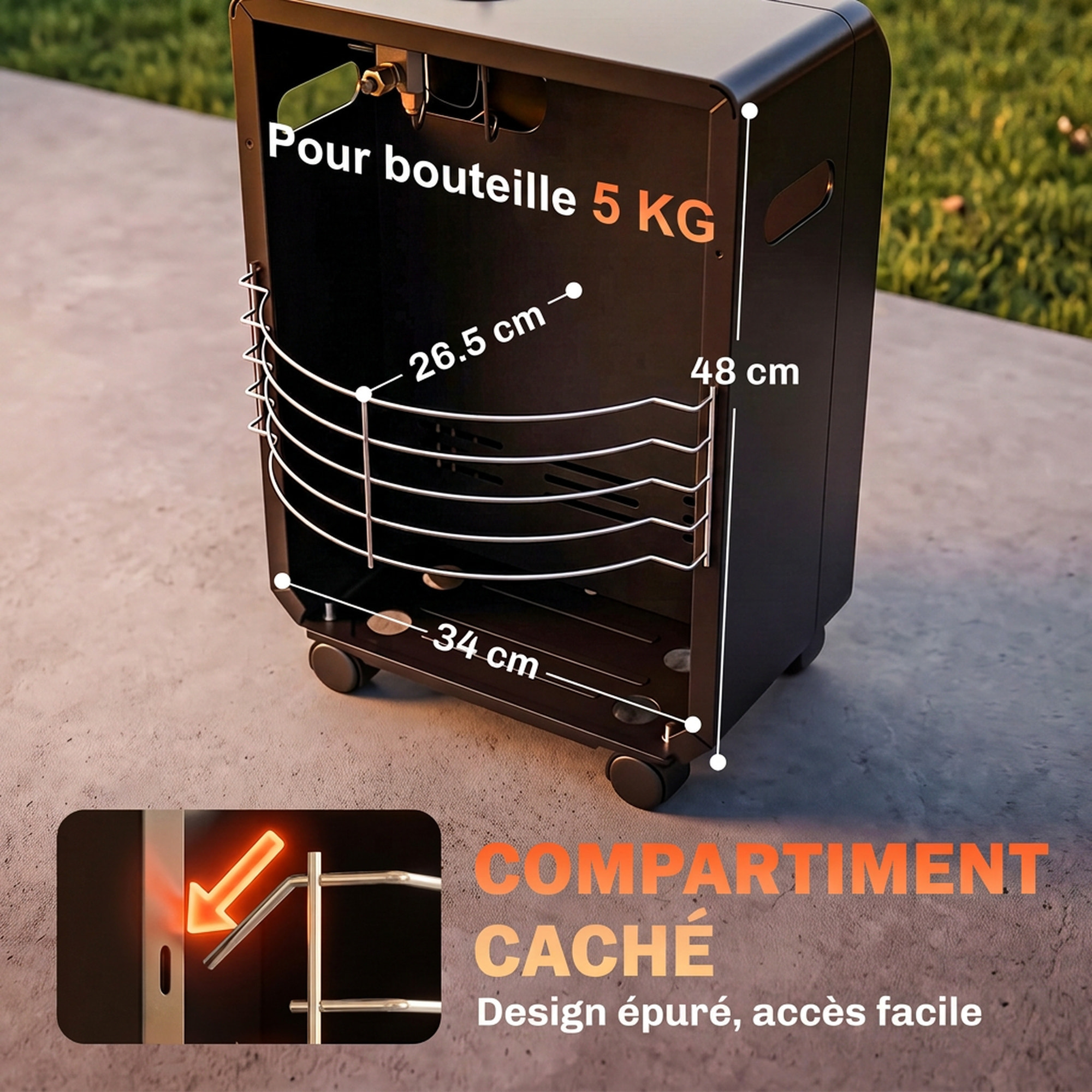 Chauffage d'appoint gaz portable 4,2kW poêle à gaz avec système ODS noir