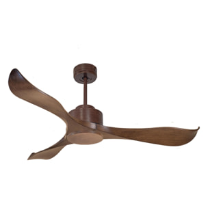 Ventilateur de plafond Réversible Lumière  Thermostat Wifi Moteur à courant continu Toits en pente Télécommande Adaptateur 2/3 Lames Hypersilence Mémoire 40   W brun