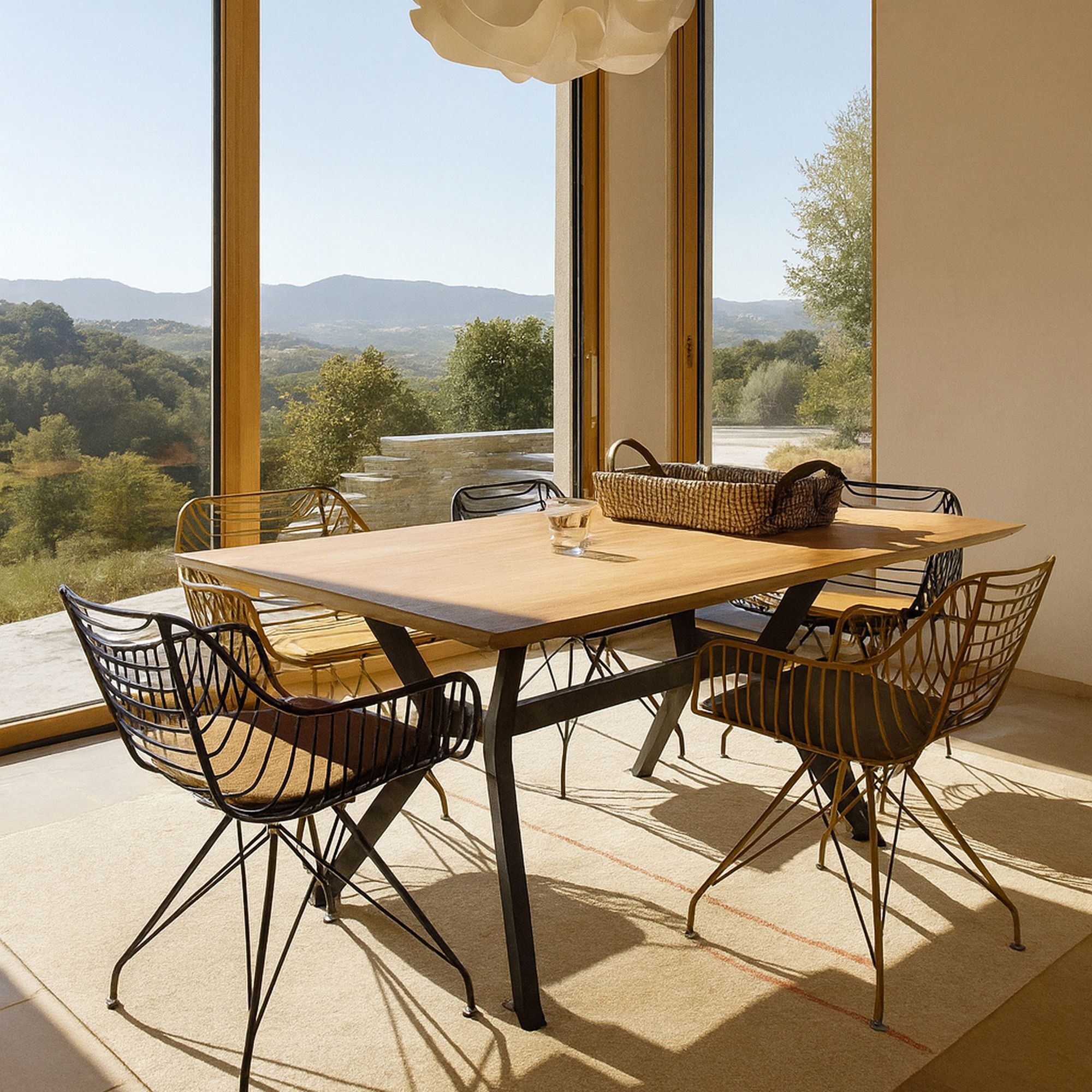 Table en bois d'acacia et pieds en métal noir 180cm KAYAPO