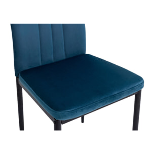 Chaises Jade en velours et pieds noirs - Bleu