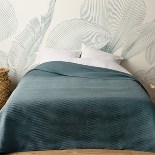 Jeté de lit matelassé léger motif capitonné - Bleu