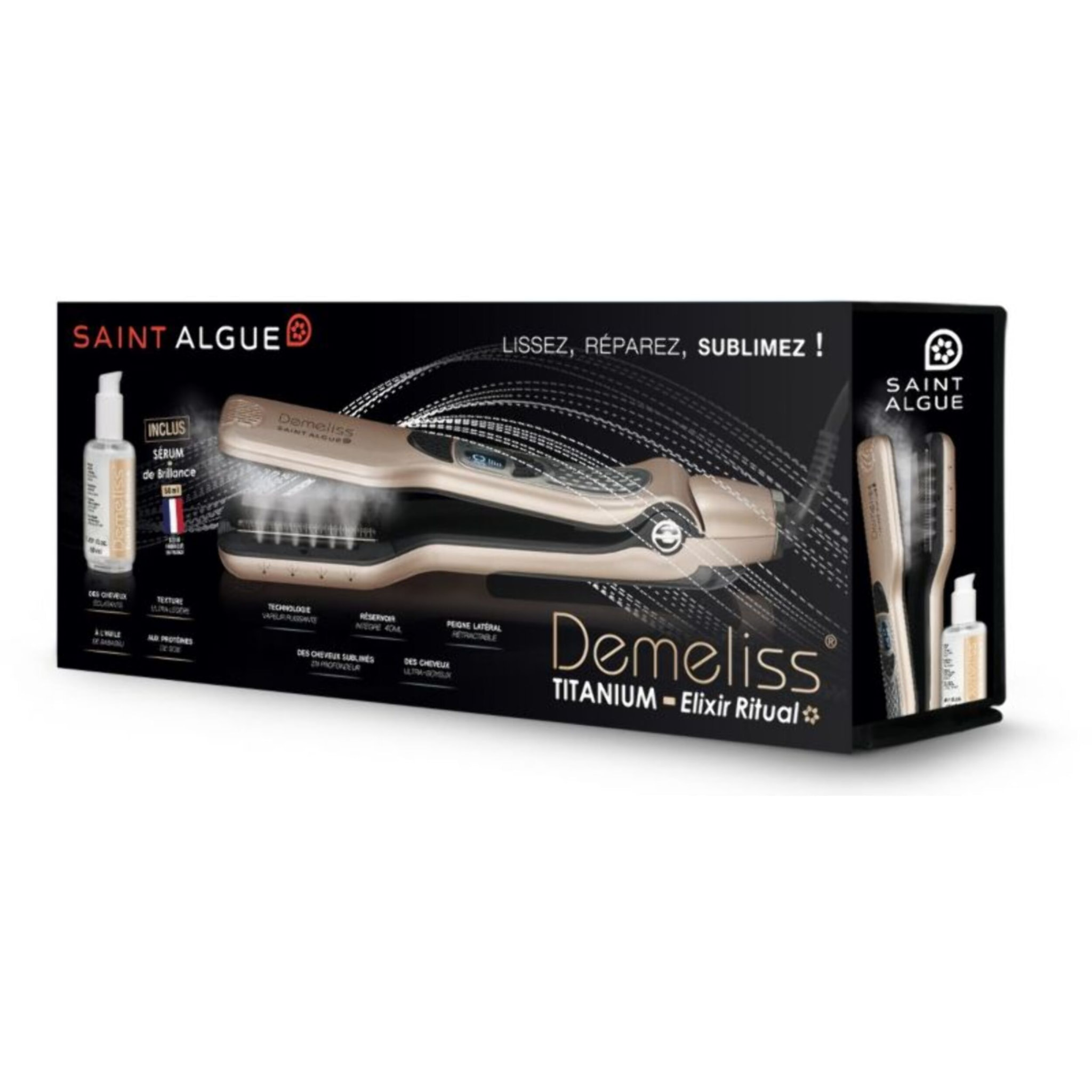 Lisseur vapeur SAINT ALGUE Coffret Demeliss Titanium Elixir Ritual