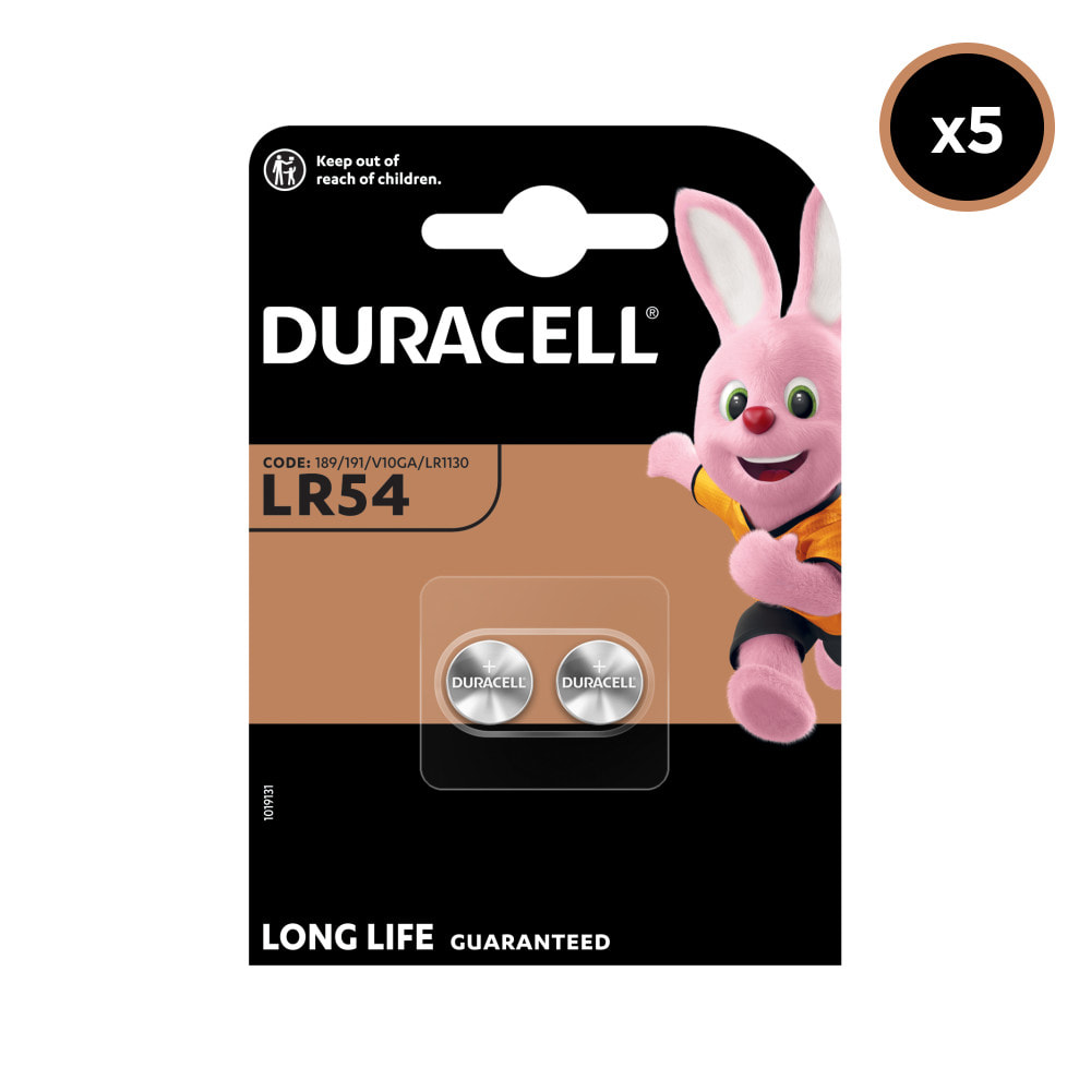 5x2 Piles Duracell Bouton LR54