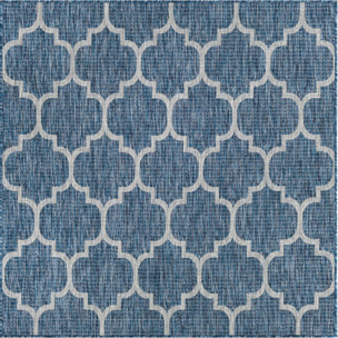 Moa- tapis d'extérieur bleu à motif gris