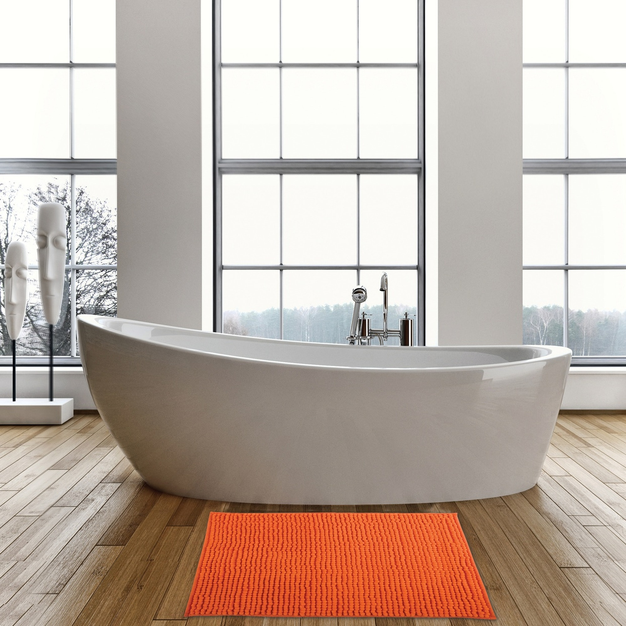 Alfombra de baño MSV "Chenille" antideslizante de microfibra en color naranja 40 x 60 cm