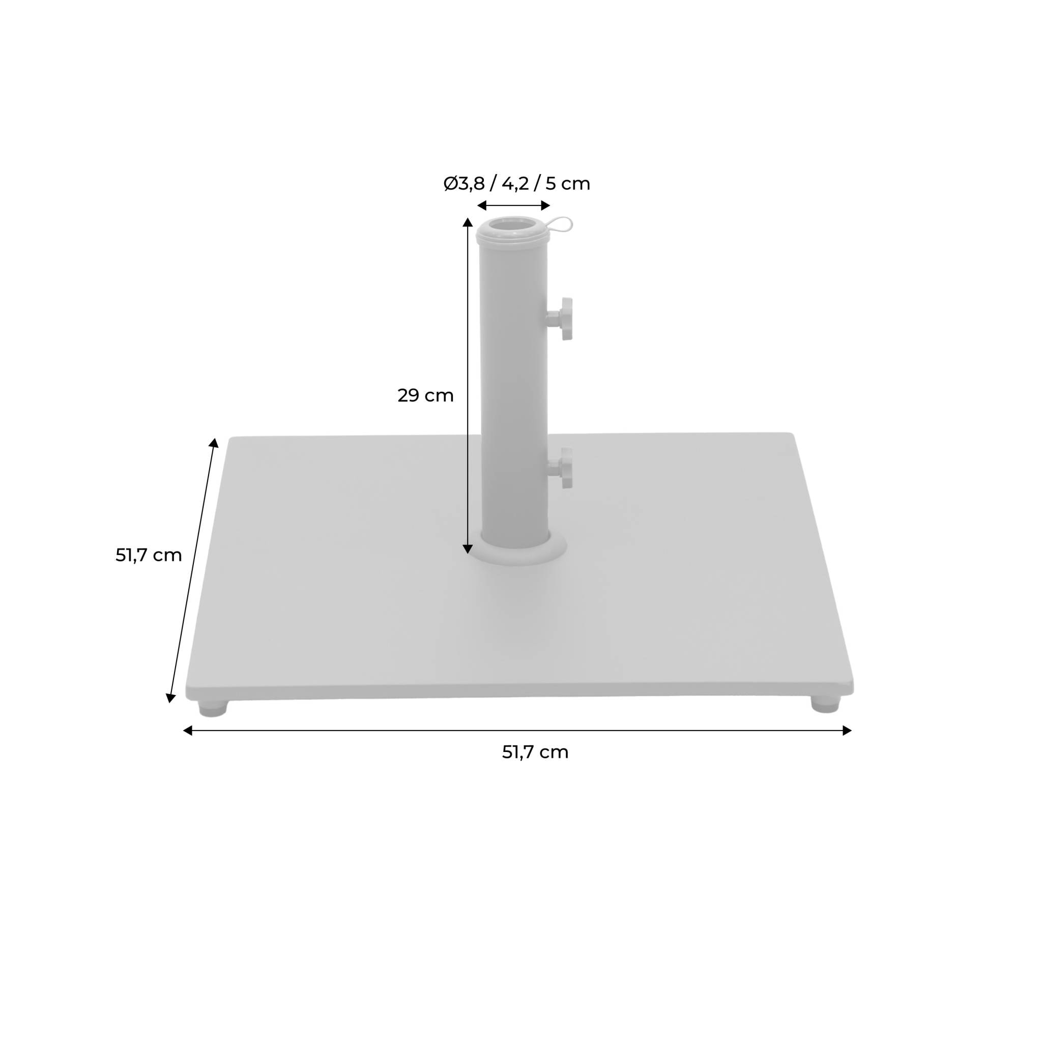 Pied carré en acier noir pour parasol à mât central - Terra