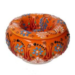 Posacenere in ceramica, arancione, tondo cmø12h8