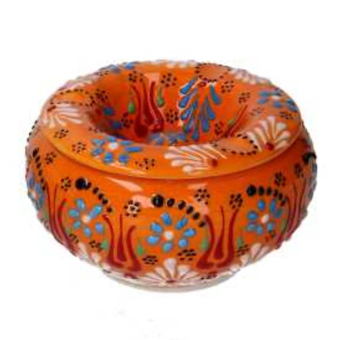 Posacenere in ceramica, arancione, tondo cmø12h8