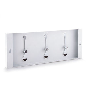 Porte-manteau mural Tomasucci BIN 3 WHITE, métal blanc mat, 48 × 3 × 18 cm