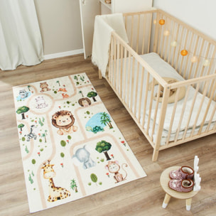 Tapis enfant tissé motif animaux FIBE