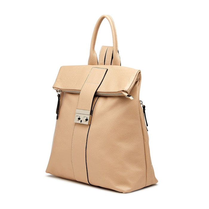 Borse Donna colore Beige-in pelle Made in Italy 38x33x14cm