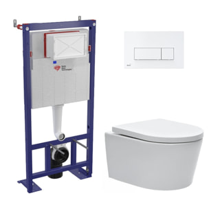 Pack WC Bâti-support Autoportant + WC SAT sans bride fixations invisibles + Abattant softclose + Plaque