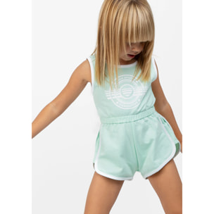 Tuta in peluche semplice con finiture color menta per bambine