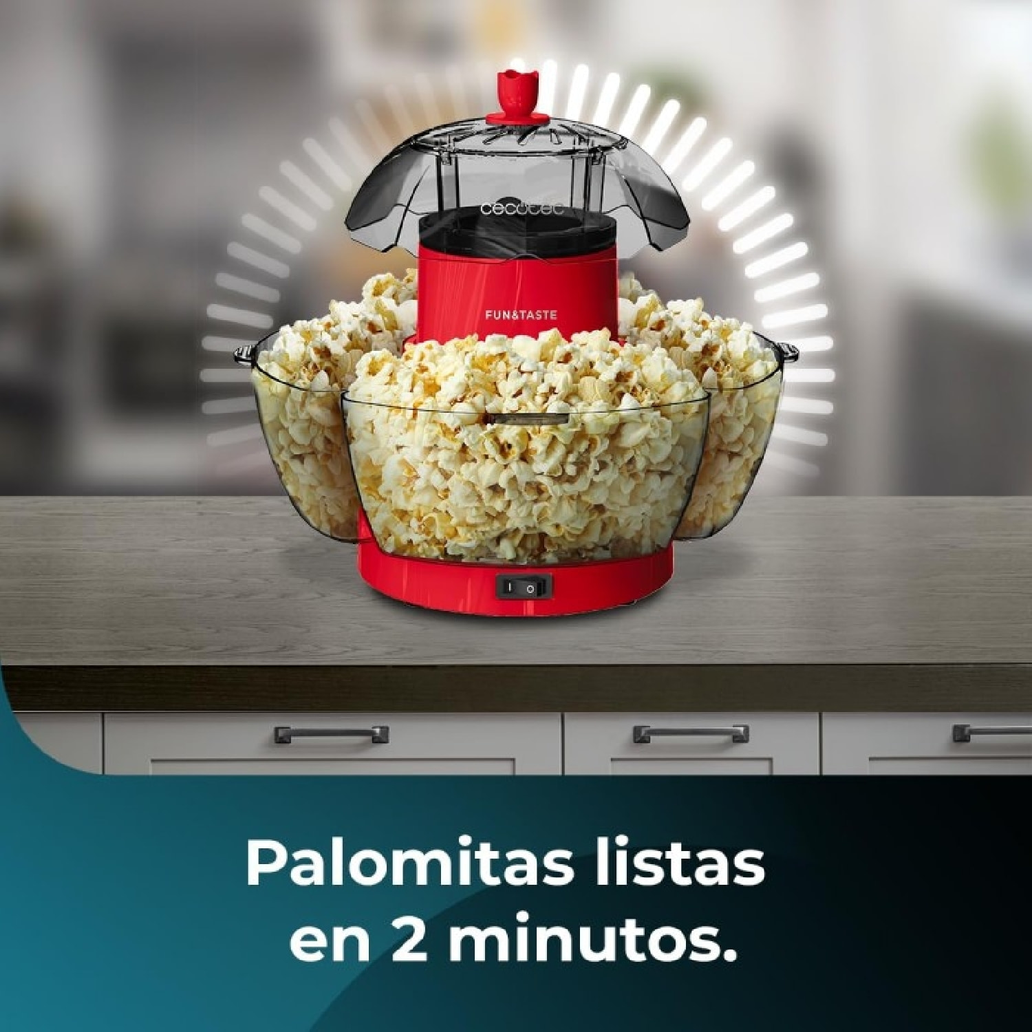 Máquina de Palomitas Eléctrica Fun&Taste P'Corn Lotus. Palomitero de 1200 W, Pal