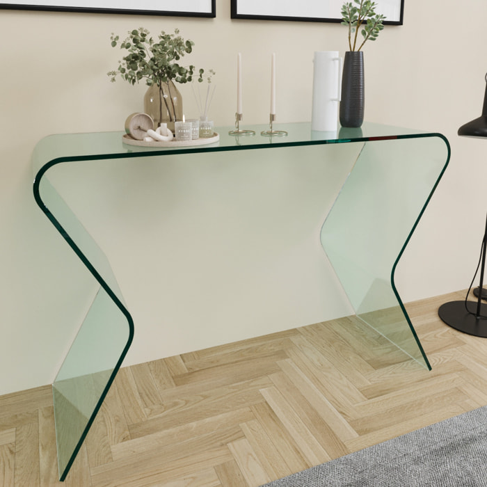 Consolle Tavolo Scrivania Ingresso Soggiorno Camera Letto Salotto Ufficio Sala Vetro Cristallo Tavolino Stretto Design Moderno Elegante 120 x 82 x 40