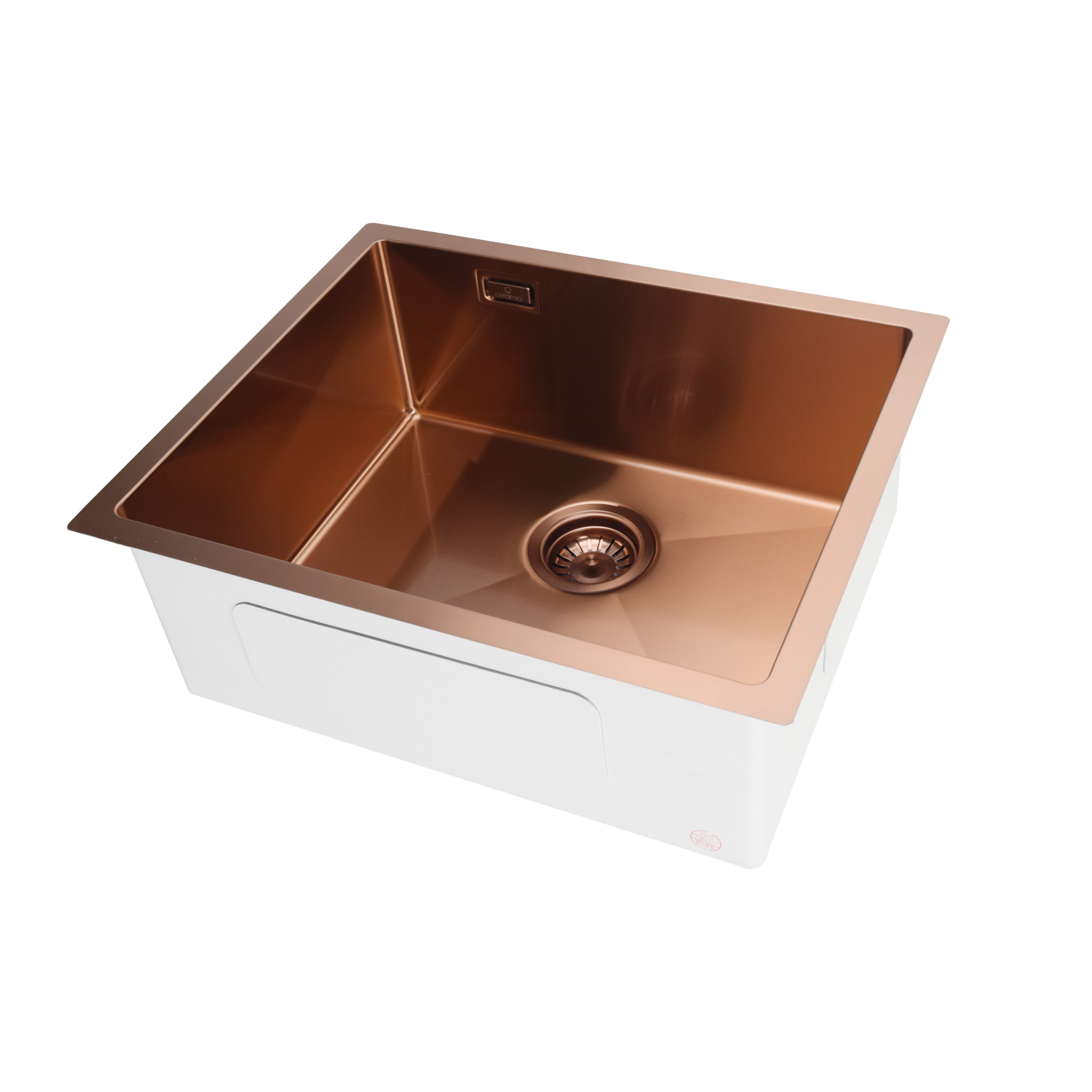 Timeless Évier de cuisine sous plan inox 304, 1 bac, 55x45x21 cm, Cuivre brossé PVD