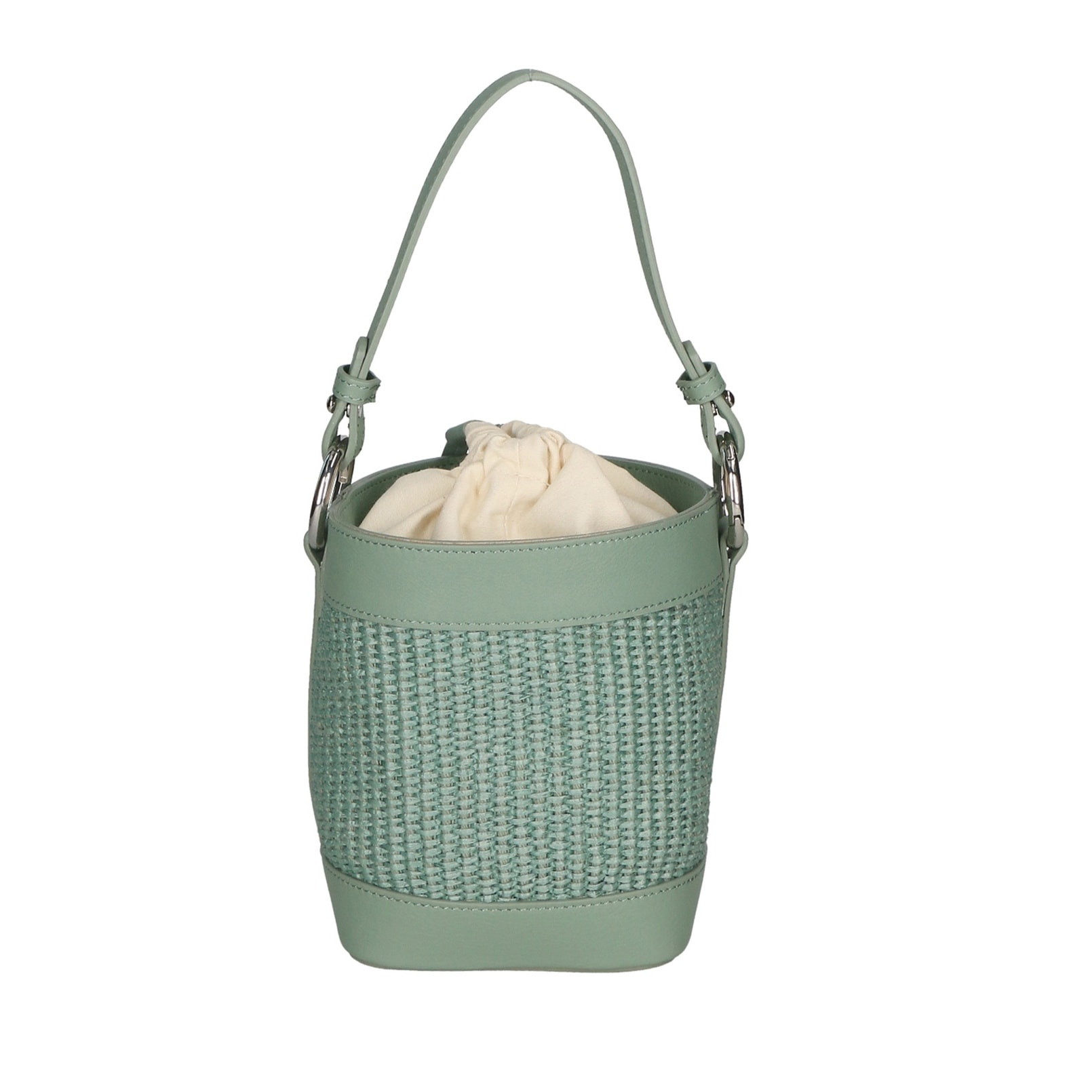Borsa a secchiello da donna - Modello Alyssa - Pelle & Paglia - 13.0 x 16.0 x 10.0 cm