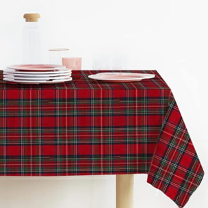 Runner natalizio rettangolare in cotone tartan con lurex, elegante decorazione per tavola delle feste, design scozzese raffinato e luminoso, resistente e pratico, facile da lavare, ideale per pranzi e cene natalizie, Made in Italy