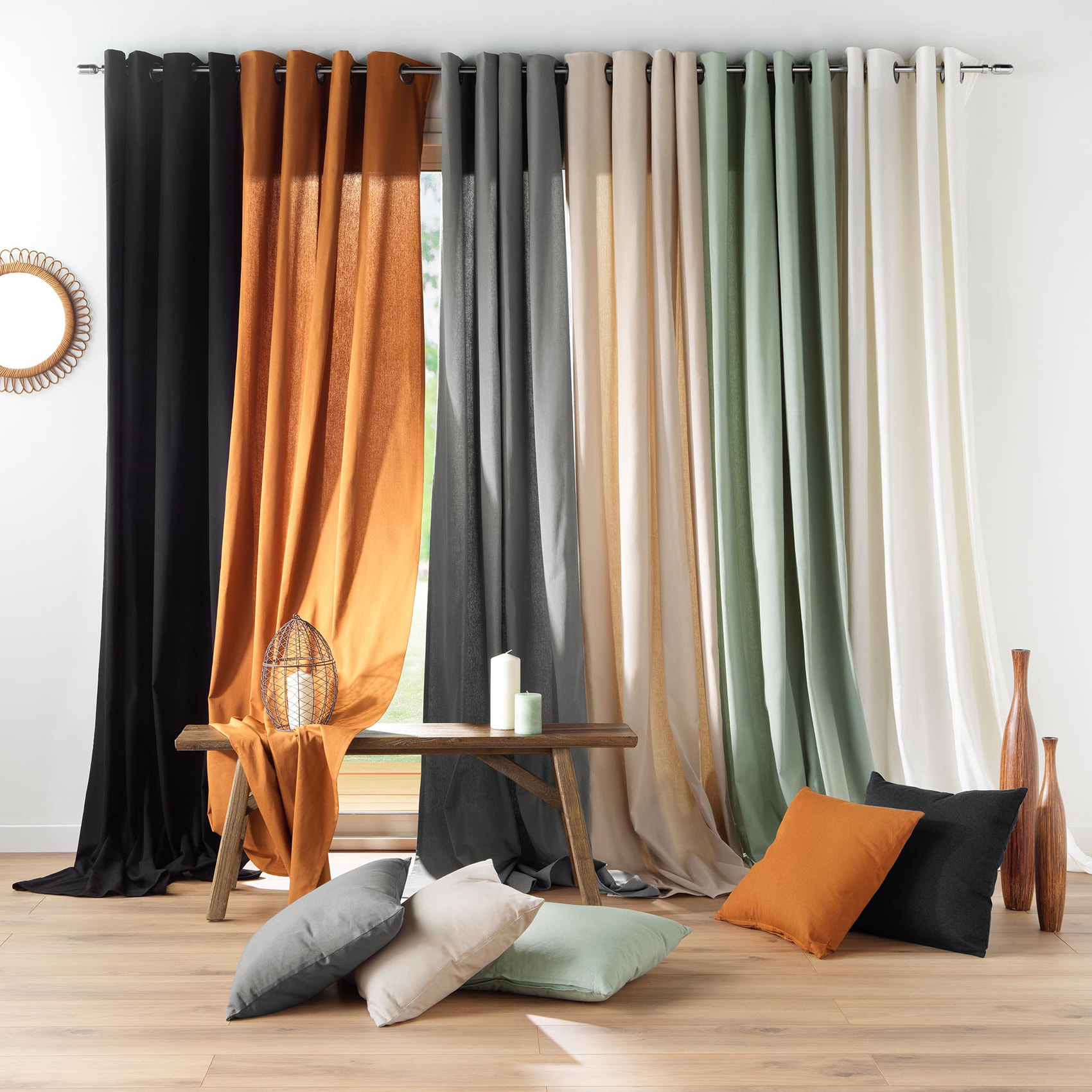 Rideau en poly-coton recyclé - Noir