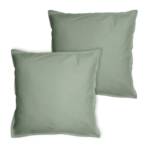 Set de 2 taies d’oreiller unies à volant, COTON LAVÉ